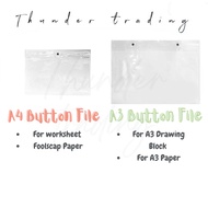 A3 Two Button Clear Plastic File / A4 One ButtonClear Plastic File/ A3 Transparent File / A4 Transpa