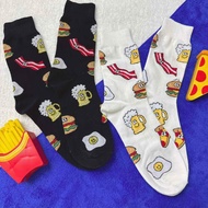 Korean Socks - Food Burger Bacon Crew Socks