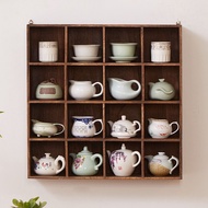 Burned Paulownia Wood Curio Shelf Partition Modern Minimalist Wall-Mounted Curio Shelf Wall Storage 