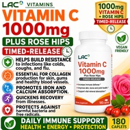 Vitamin C Supplement LAC 1000mg Plus Rose Hips Timed Release increase immune defense skin bone joint