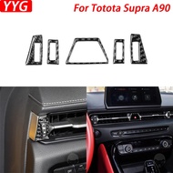 For Toyota Supra A90 2019-22 Carbon Fiber Central Air Conditioning AC Outlet Trim Strip Interior Dec
