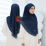 [Berdagu Sulam Penuh 2 Layer] Size XL Tudung Sarung  Sulam Berdagu Slim Cutting 2 Layer Berbatu