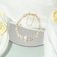 白色玫瑰花 - 赫基蒙水晶 橄欖石 利比亞隕石 白蝶貝 天然石手鍊