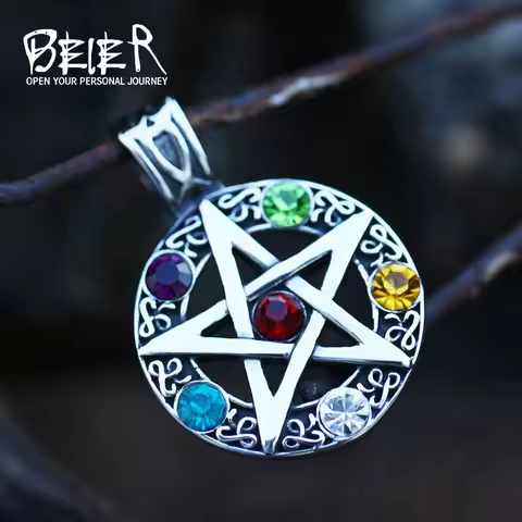 BEIER Classic Five-pointed star gem Necklace Pendants Fashion Stainless Steel Tituanium Pretty Jewel