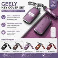 GEELY Premium Leather Key Cover Case Aluminum Alloy Frame 3D Full Protection Anti Scratch Key Fob Sh