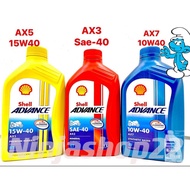 ♒SHELL ADVANCE AX3 SAE-40 AX5 15W40 AX7 10W40 AX7 15W50 4T PREMIUM MINERAL MOTORCYCLE ENGINE OIL MINYAK HITAM✼