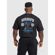 New  UK GYMSHARK HEAVY METAL Men's Fitness Training Short sleeved Cotton Loose T-shirt with Moisture Absorption