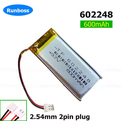 602050 602248 602045 602048 JST XHR-2 2.54mm 2P 3.7V 600mAh Li-Polymer LiPo Battery For Mp3 MP4 GPS