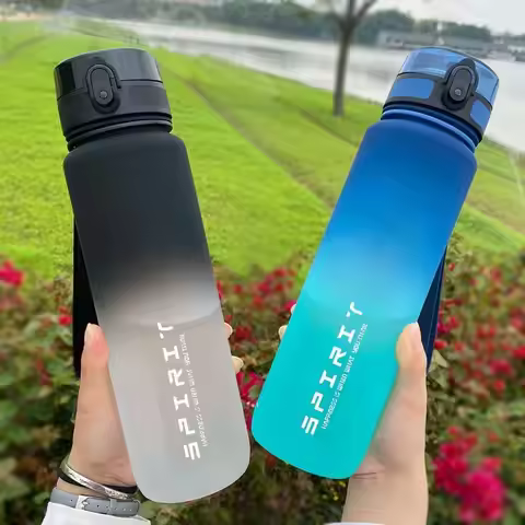 0.5L,0.65L,1L Sports Water Bottle High Capacity Plastic Fitness Portable Durable Camping Hiking Work