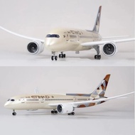 FW 43cm Airplane Toy b787 Aircraft Etihad Air Airplane Model Resin with Light & Wheel Planes Airplan