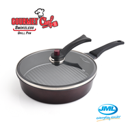 [JML Official] GOURMET CHEF SMOKELESS GRILL 28CM PAN WITH LID | Non-stick no smoke frying pan Gas st