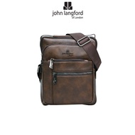 JOHN LANGFORD Men's Sling Bag / Synthetic Leather / Black Brown / JLC228P1P2