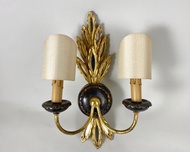 復古雕刻壁燈帝國鍍金金屬和木材來自義大利 20 世紀 50 年代