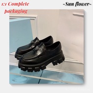 [2025 New Style] Pra Home Triangle Logo Thick-Soled Small Leather Shoes Ladies Loafers 2024 British 