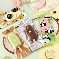 100pcs Thickened Ice Cream Machine Sealing Bag Ice Cream Packaging Bag Free Wooden Stick Plastic Hom