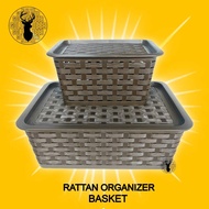 PLASTIC RATTAN-WEAVED ECO TRAY / MULTI-PURPOSE TRAY / SPACE SAVER / STACKABLE RATTAN TRAY / UP
