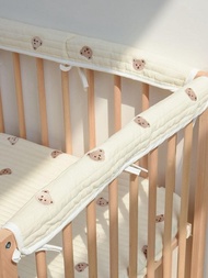 動物刺繡嬰兒床圍欄，防撞防咬邊緣護墊，適用於四季