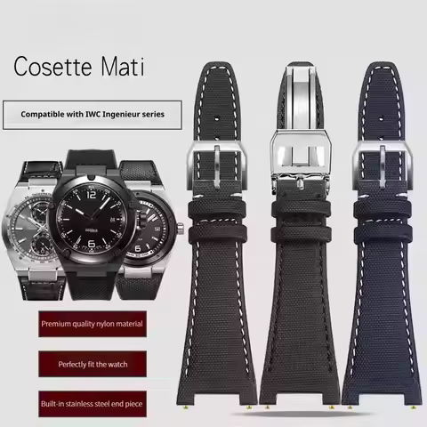 Premium quality nylon watch strap for IWC Engineer Ingeneur 26MM cowhide leather watchband bracelet 