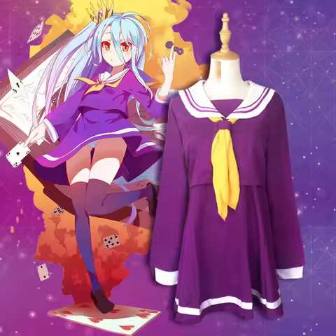 No Game No Life Cosplay Shiro Cosplay Costume inner Square Collar Skirt Girl Dress Hair Wig sp famil