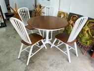 ชุดโต๊ะ เก้าอี้ไม้สัก 5 ชิ้น (ประกอบแล้ว) ทำจากไม้สักแท้ทั้งชุด Set Teak Wooden Table Wooden Chair