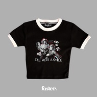 Crop top ringer black bruno mars and lady gaga die with a smile baby tee