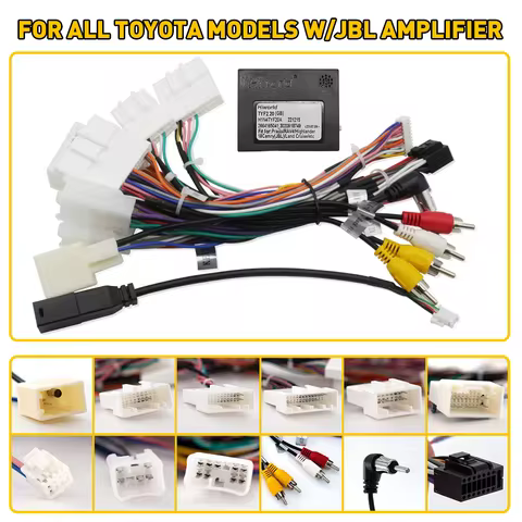 For Toyota AMP Car Stereo Radio Power Harness Cable Wire Adapter Kit JBL AMP Car Android Player Radi