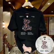 S-5XL 2024 Summer New Men's American Stylish Cartoon Bear Printed Short Sleeve Cotton T-shirt Loose 