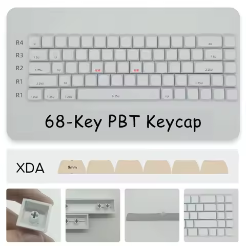 68PCS Minimalistic White Blank Keycaps XDA Height PBT Sublimations Keycap Set for AK680 RK68 DK68 Me