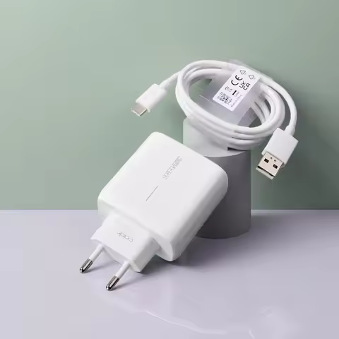 OPPO 65W Charger EU SuperVooc Quick Charging Adapter 1/1.5/2M USB C Cable For Reno 13 12 11 10 8 7 6