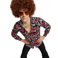 Uh Muna Print Stage Costume Halloween Nightclub Men's 80s Retro Costume Disco Singer Costume