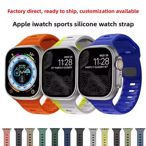 Suitable for Apple Watch Strap iwatch9 Square Buckle Solid Color Silicone Strap Apple Watch Strap Ul