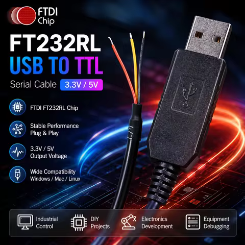 FTDI FT232RL USB to UART TTL Serial Cable 3.3V 5V Wire End Open Cable GND TXD RXD Compatible TTL-232