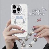 Cute Cinnamoroll Bracelet Lanyard case iPhone xs max xr 11 12 pro 13 14plus 15 pro max iPhone 7 8 se 13 pro max 12 13 mini casing