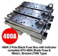 400A Black Fuse Box Unit with Indicator TNB Type (complete L-Bracket & NT2 400A Blade Fuse x 3pcs)