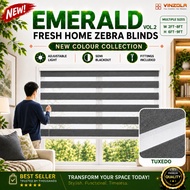 [VINZOLA] EMERALD VOL.2 TUXEDO Korea Zebra Blinds | Semi Blackout | W2FT–8FT H6FT–9FT | Langsir Bida