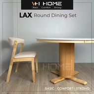 LAX Round Dining Table 1+6 Chair Stool Special Modern Design Meja Makan Bulat 3.5FT/4FT Stool Kerusi