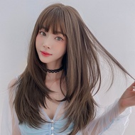 正品★7JHH C8292 Wig Women's Long Hair Long Straight Hair Inner Button Air Bangs Full Top Hair Cover Te