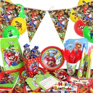 Super Mario Children's Birthday Party Supplies Mario Balloon Set Mask Cup Plate Party Background Cloth Decoration