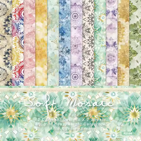 KLJUYP 6"X6" soft mosaic Scrapbook paper Scrapbooking patterned paper pack handmade craft Background