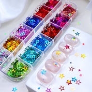 12 Grids Holographic Hollow Star Sequins Set, Iridescent Star Glitter Flakes for DIY Resin Art, Jewe
