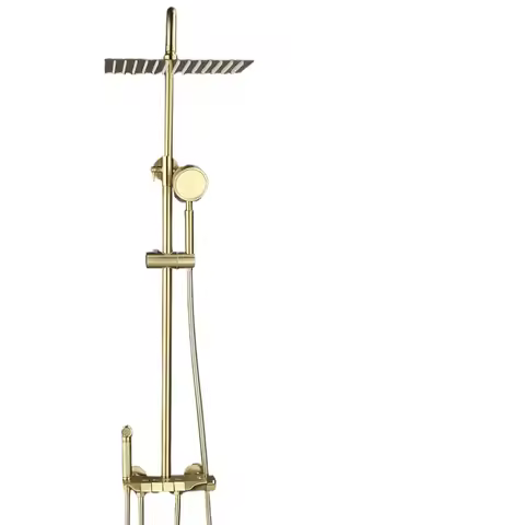 Brushed gold shower head set, household all copper body bathroom shower head, thermostatic faucet sh