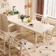 HOME Something - 北歐 伸縮 摺疊 餐枱(+餐椅x4) (白色) - HS08764_4_WH