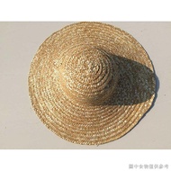[Flat Top Straw Hat Western Style] [Large Size Beach Hat] Straw Straw Hat Farmer Sunscreen Men Women