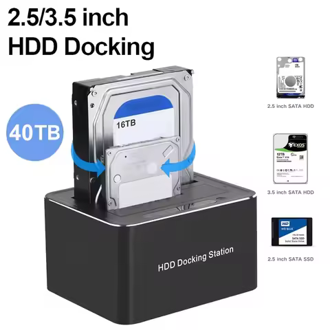 2.5/3.5 Inch HDD Docking Station USB 3.0 to SATA 2.5/3.5 Inch HDD Enclosure 5Gbps Dual-bay External 