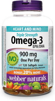 จัดส่งที่รวดเร็ว Webber Naturals Triple Strength Omega-3 ขนาดสุดคุ้ม 900 มก. 120 เม็ด