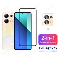 Redmi Note 13 Tempered Glass Full Cover Film for Redmi Note 13 Pro Plus 5G 4G 12 11 10 Pro Plus Pro+ 12s 11s 10s 13C 5G 4G 2 in 1 Camera Lens Glass Screen Protector