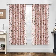 DriftAway Lauren Pink 100% Blackout Curtains for Bedroom Colorful Watercolor Branch Printed Pattern