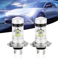 Ajxn 2 PCS Car H7 Led Fog Lamp, 20Led 100W High Power Super Bright Light Bulb Replacement, Plug and Play High Performance Daytime Running Light Low Beam, Universal Bulb for Most Cars (White)