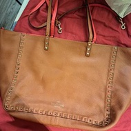 Valentino雙色 tote Bag(紅啡)包Sf