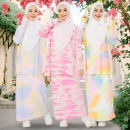 Tie-Dye Baju Kurung Kurung Cotton Knit Baju Kurung Cotton Murahmuaz Mixed Color Causal Wear Stretcha